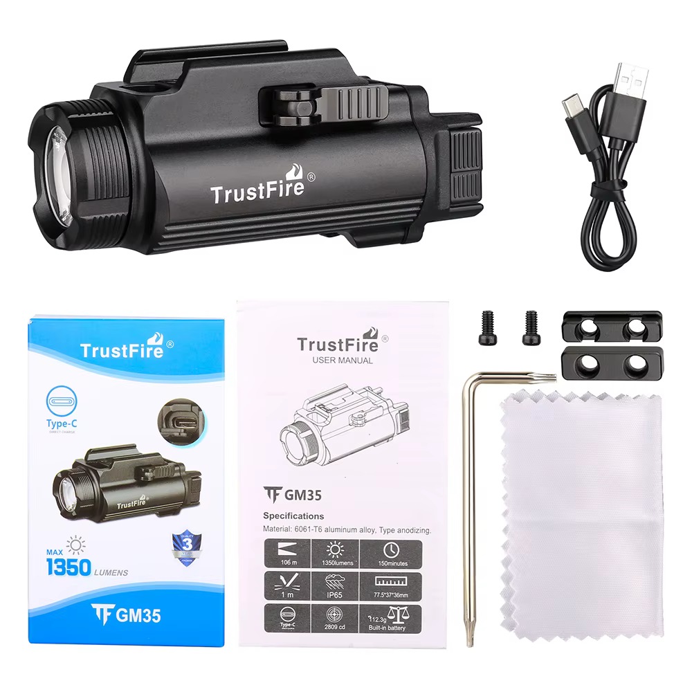 Trustfire GM35 lampes de poche tactiques LED Mini pistolet lumières 1350Lumens USB Rechargeable pist