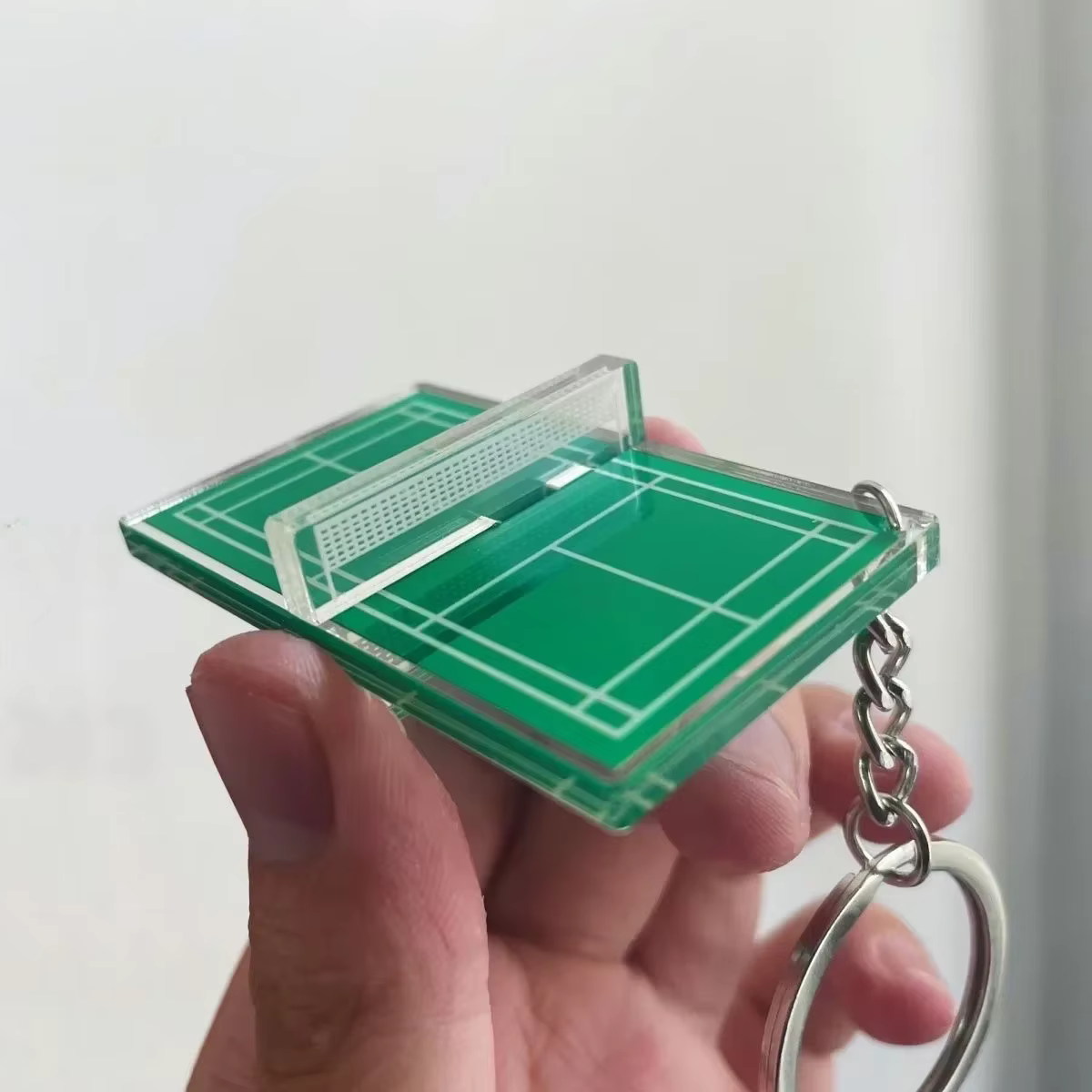 Porte-clés de Tennis de Badminton en acrylique Double face, Mini porte-clés de sport 3D, pendentif d