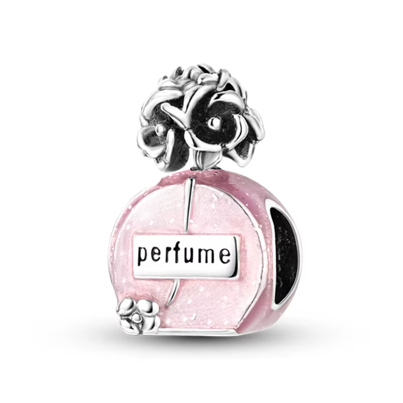 Nouveau 925 couleur argent papillon couronne rose bouteille de parfum breloques perles Fit Pandach 9