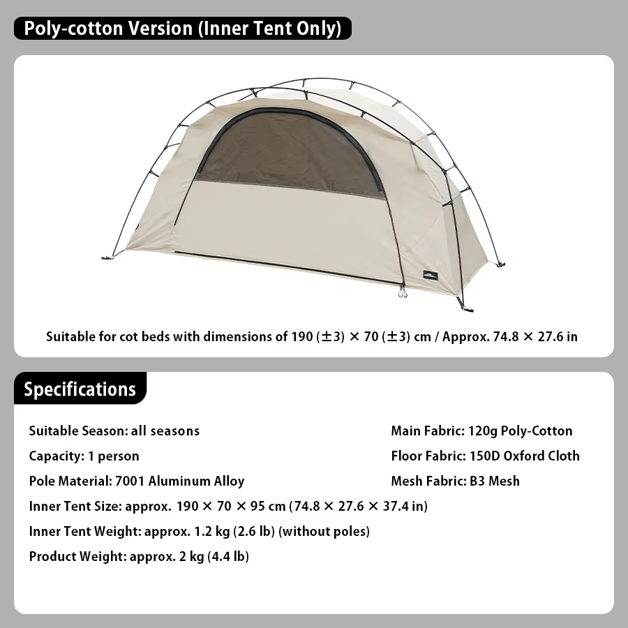 Soomloom Tente de lit ultralégère avec tente intérieure indépendante, abri de tente de lit de campin