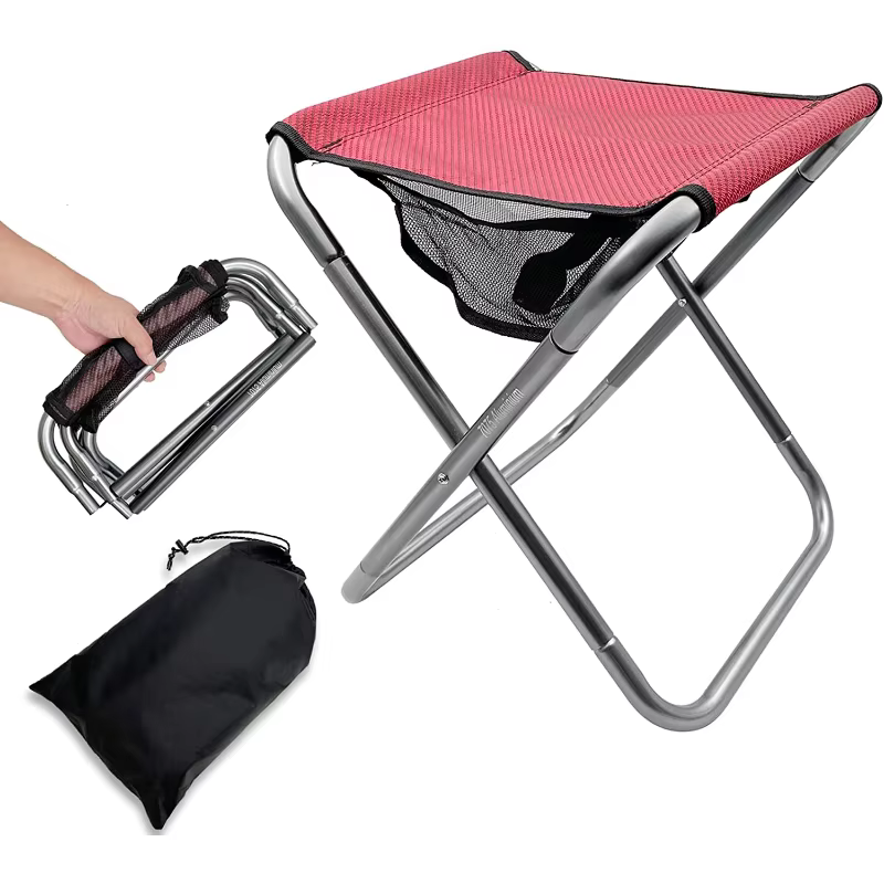 Siège de tabouret léger en alliage d'aluminium pliant portable avec sac de transport, 16 "de haut, p