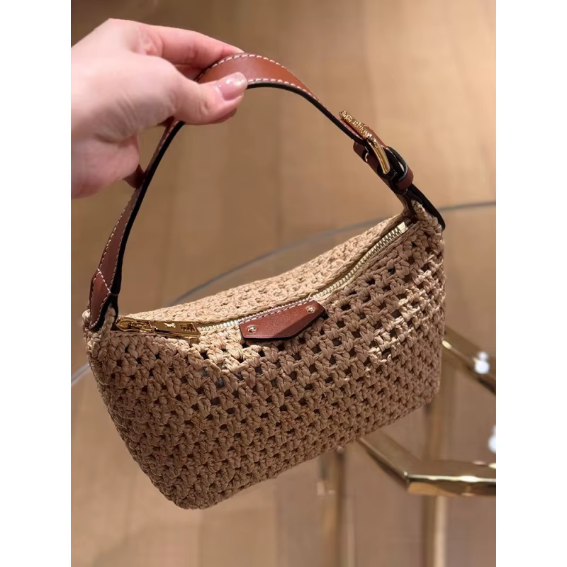 Sac à bandoulière pour femme en tricot épaissi à motif treillis, style décontracté rétro européen, i
