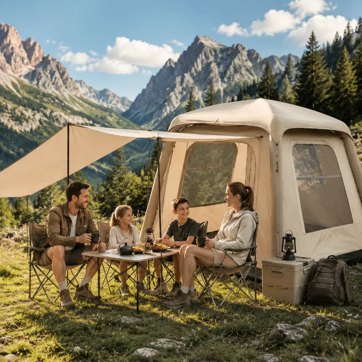 Tente de camping gonflable pour la famille, voyage en plein air, tente à tubes d'air imperméable, te