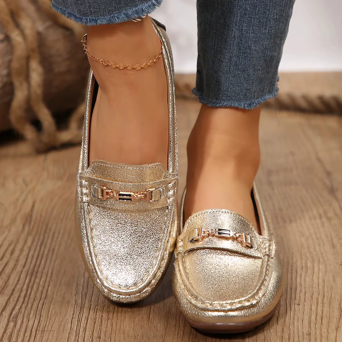 Chaussures confortables à semelle plate et souple pour femmes, chaussures simples à enfiler, polyval