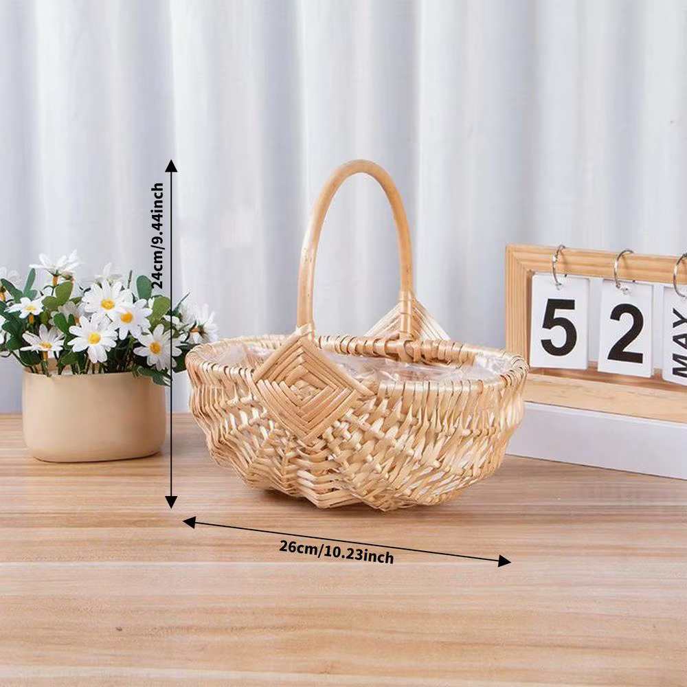 Panier de pique-nique en osier tissé avec poignée panier de rangement de pique-nique vide cadeau en 