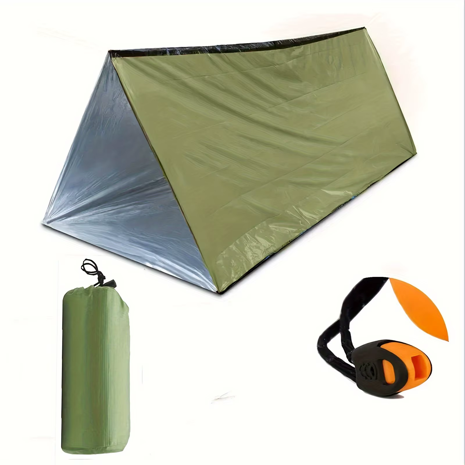 Tente d'urgence équipée d'une couverture isolante verte durable, résistante au froid et à la pluie, 
