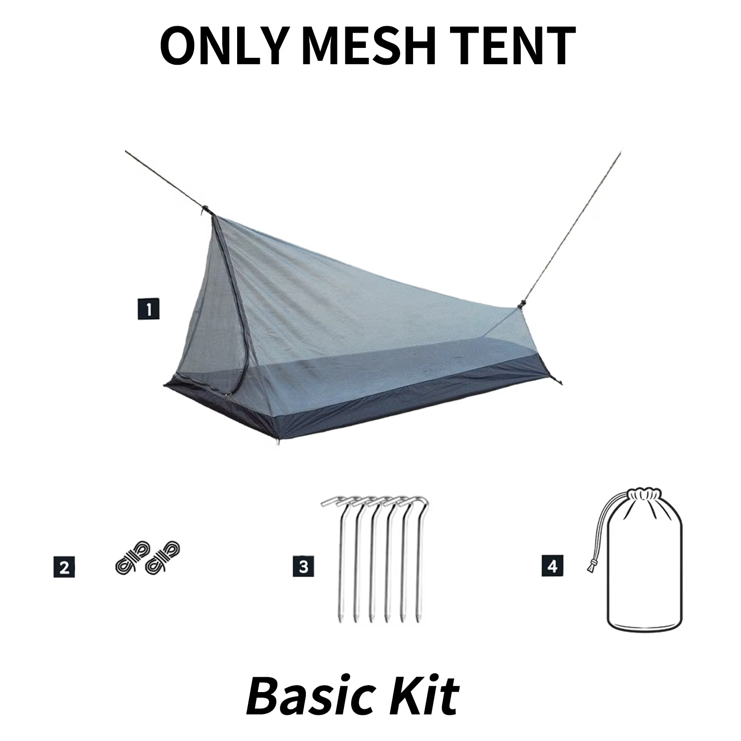 Tente en maille ultralégère A-Tower pour 1 personne, abri de camping extérieur, abri pour bâtons de 