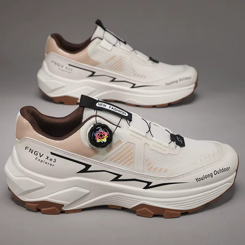 Chaussures de randonnée pour hommes, baskets tendance et stylées, maille respirante avec boucle rota