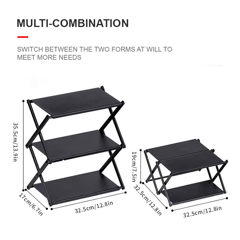 WESTTUNE Camping support à trois niveaux extérieur pliant étagère de rangement Portable organiseur d