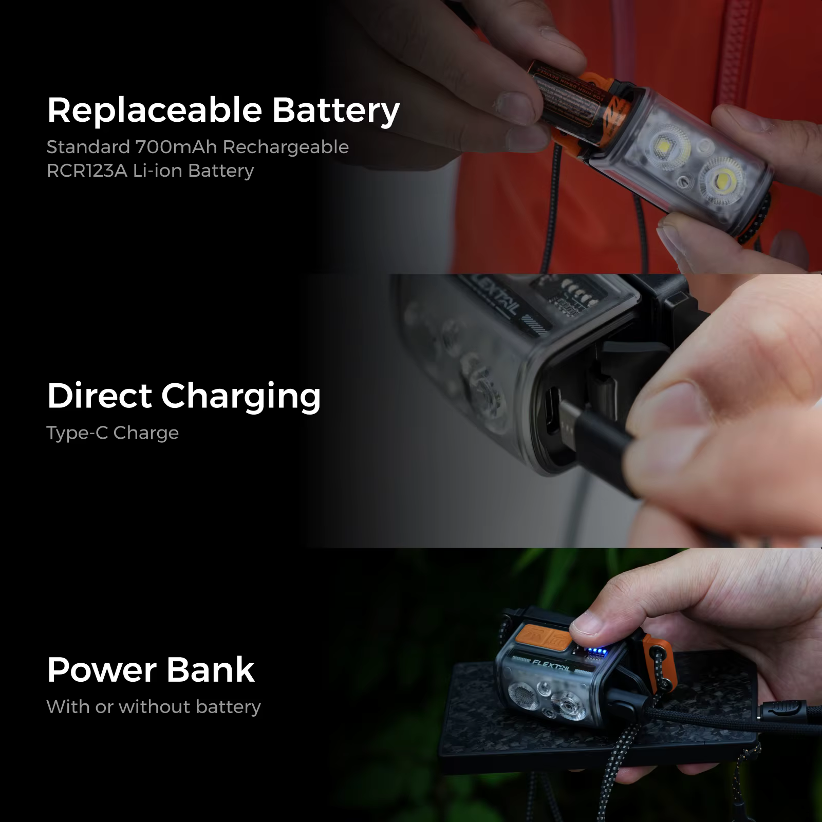 FLEXTAIL TINY HELIO 600Z - Lampe frontale, phare avec batterie remplaçable de 700 mAh pour camping e