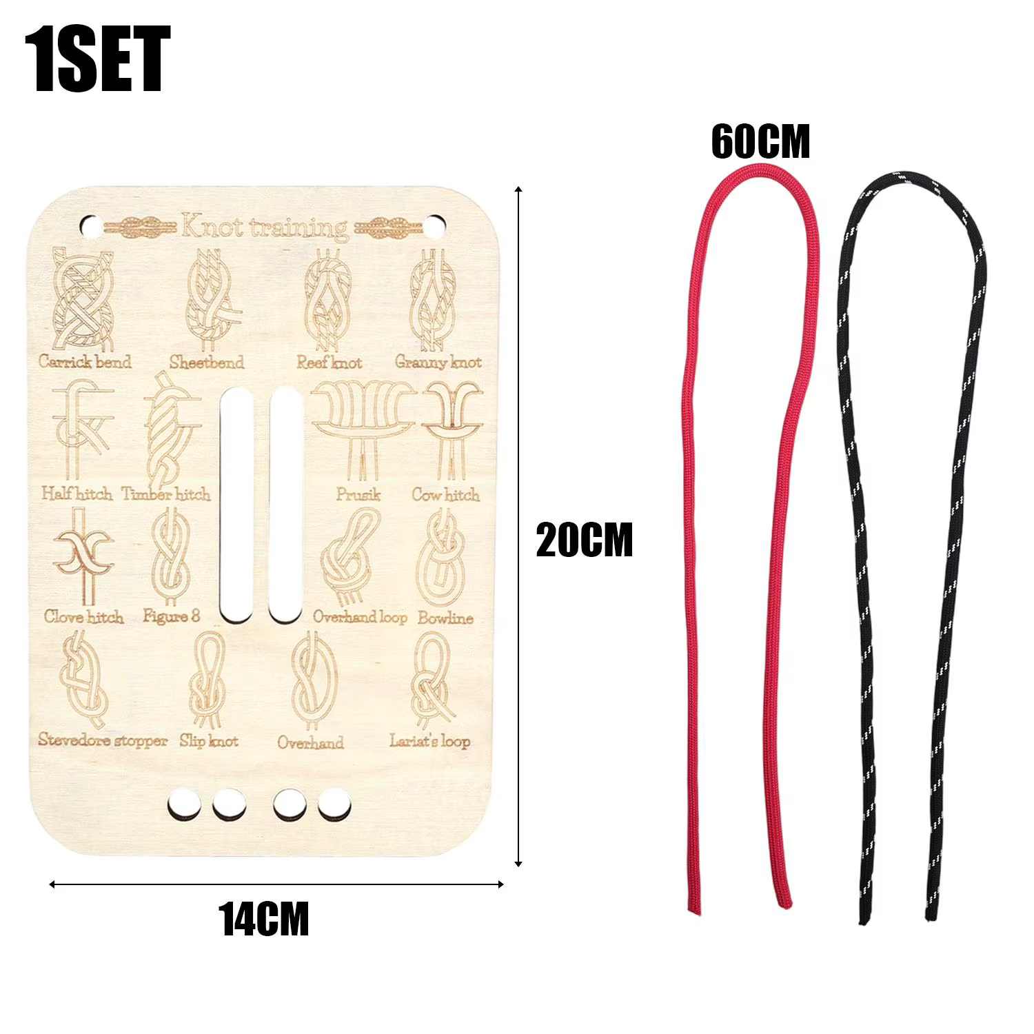 Kit de pratique pour attacher des nœuds, planche en bois, Guide des nœuds, survie en plein air, Camp
