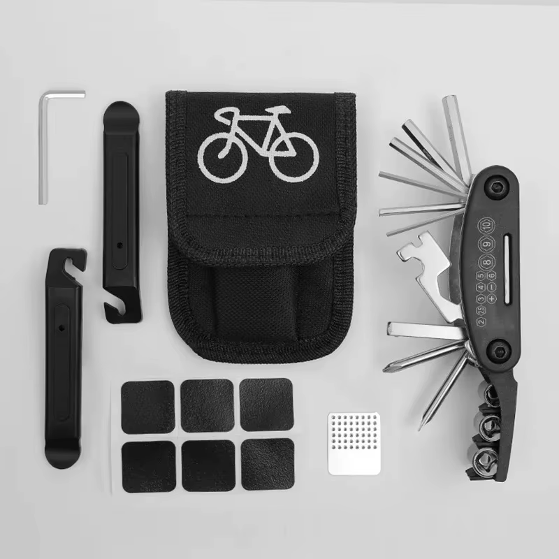 Kit d'outils de réparation de vélo Portable, Kit d'outils de réparation de vélo, sac de selle, pompe