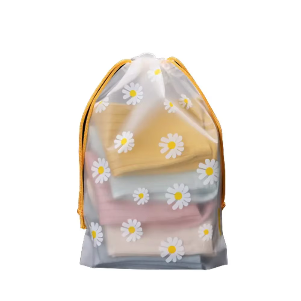 Sac de rangement en plastique PVC avec ficelle de proximité, sac de voyage portable, sac cosmétique 