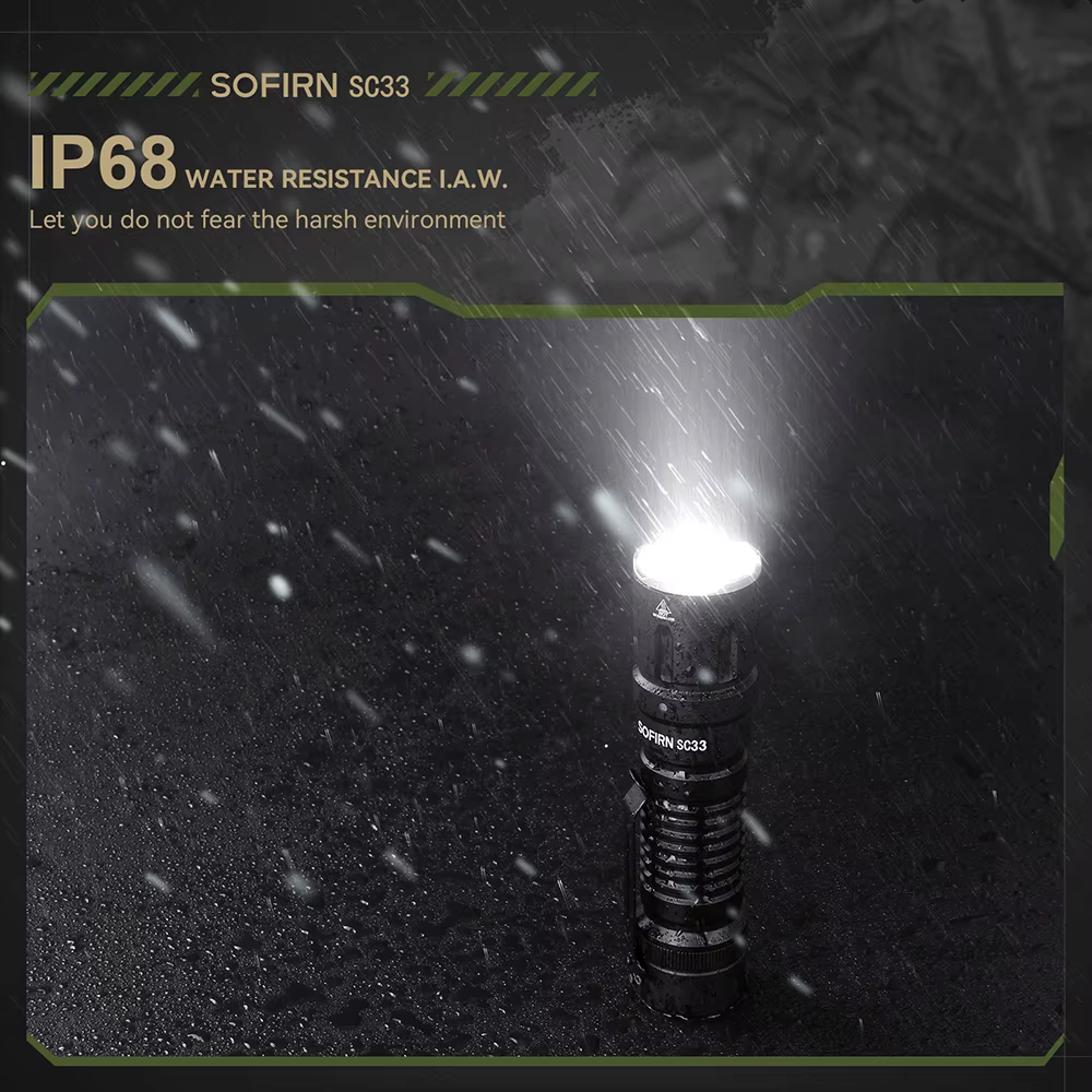Lampe torche tactique LED SOFIRN SC33 XHP70.3 HI 5200lm puissante, rechargeable par Type C, interrup