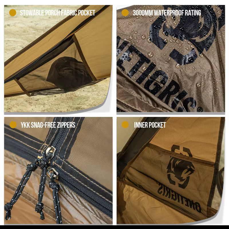 OneTigris – tente de Camping TETRA pour 1 à 2 personnes, Tipi léger, étanche, avec sac à dos, 3000mm
