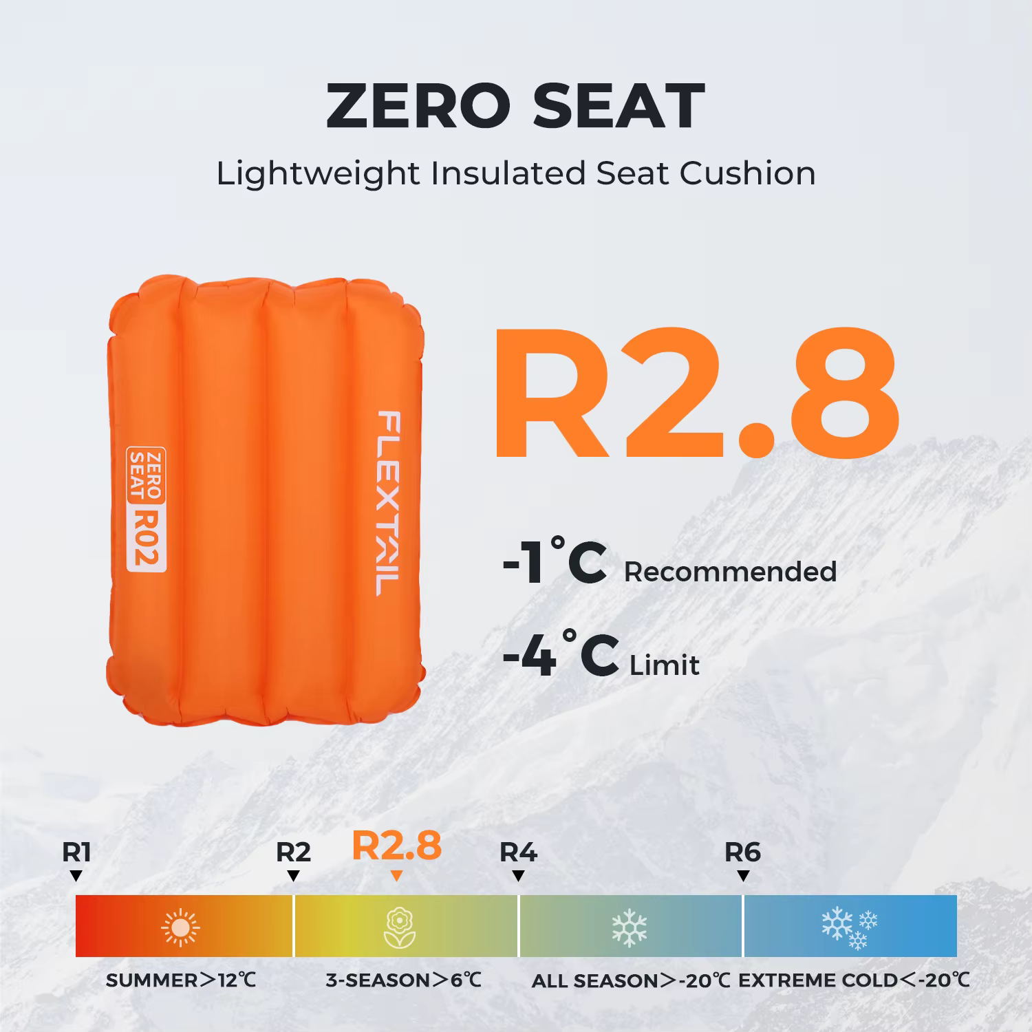 FLEXTAIL ZERO SEAT - Coussin de voyage gonflable ultraléger avec une valeur R de 2,8, coussin de siè
