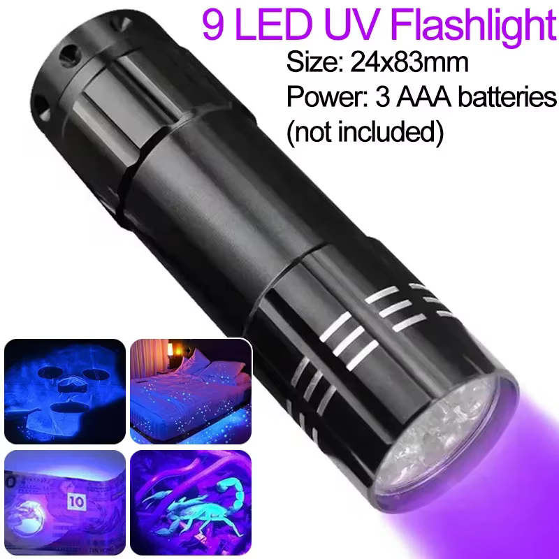 Lampe de poche UV LED torche ultraviolette Zoomable Mini lumières ultraviolettes 395/365nm lampe d'i
