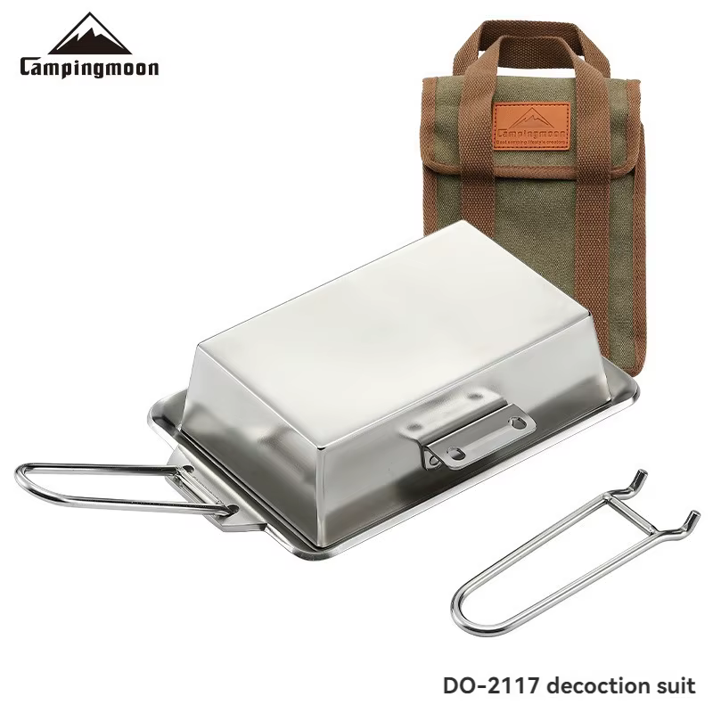 CAMPINGMOON Ustensiles de cuisine de pique-nique de camping en acier inoxydable épais portables avec