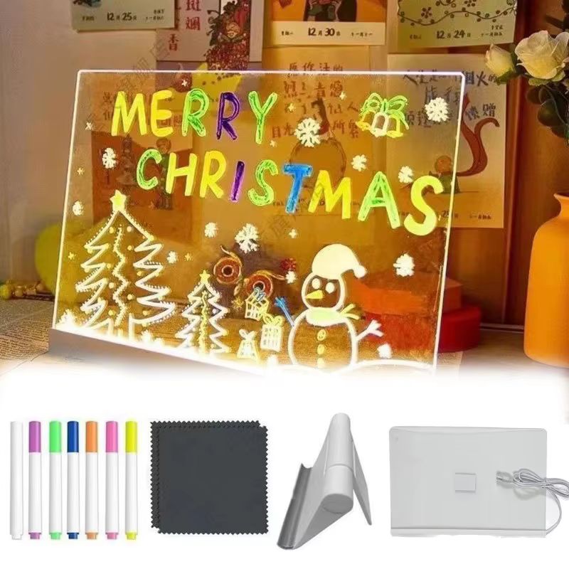 Lampe LED personnalisée, tableau de messages en acrylique, effaçable, USB, planche à dessin pour enf