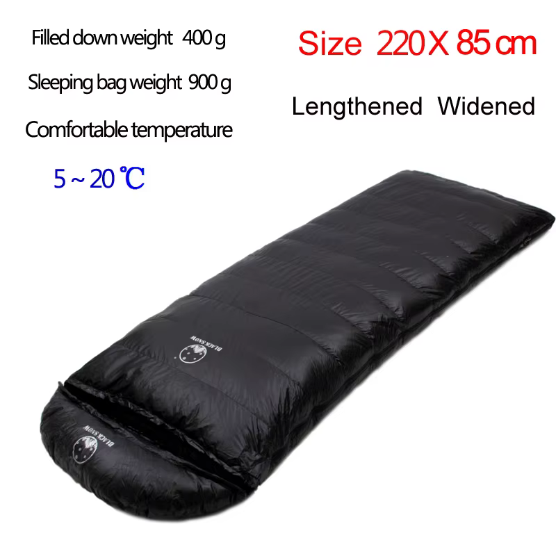 Sacs de couchage thermiques en duvet d'oie blanche, taille 220x85cm, allonge et élargi, adaptés aux 