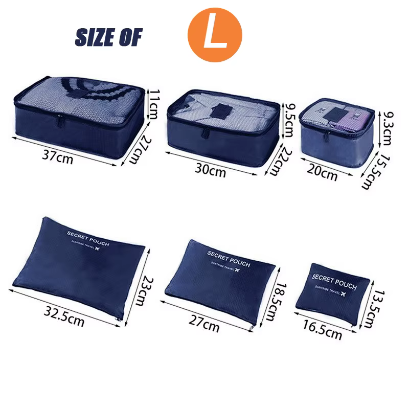 Organisateur de voyage de grande taille 6 pièces, organisateur de valise portable, vêtements chaussu