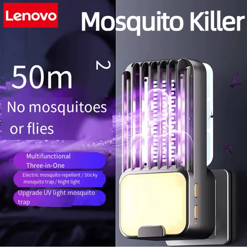 Lampe anti-moustiques UV Lenovo, rechargeable par USB, portable, adapté à l'intérieur, 360° °   Pièg