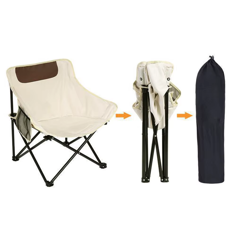 Chaise de camping portable pour adultes avec poche latérale et sac de rangement, adaptée pour l'exté