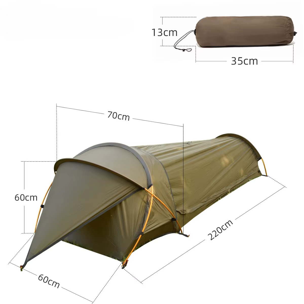 Tente de randonnée en plein air, camping portable unique, tente tunnel de soldat unique ultra-légère
