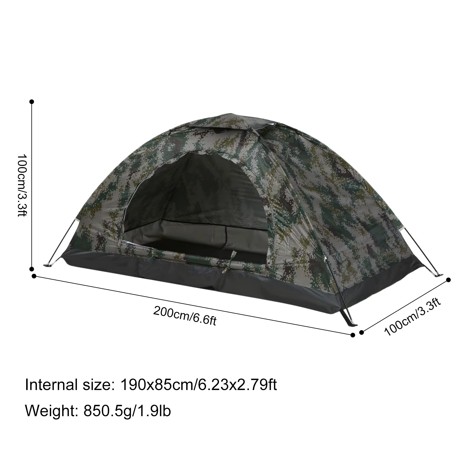Tente de camping ultralégère monocouche portable CamSolomon, revêtement anti-UV, randonnée en plein