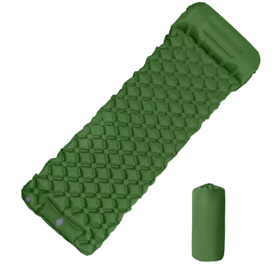 Matelas gonflable de camping extérieur avec oreillers, tapis d'air ultraléger avec pompe de gonflage