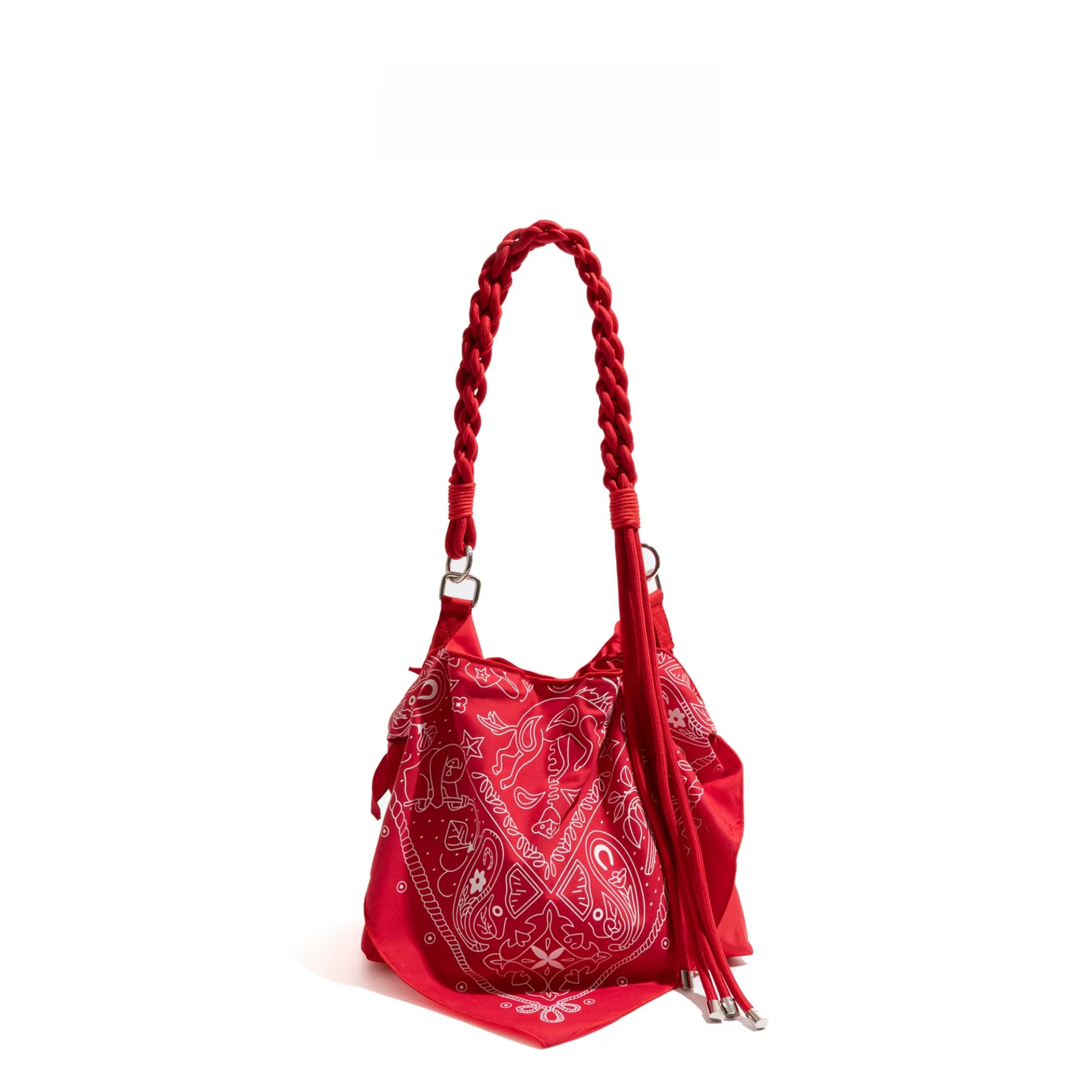 Paisley tressé sangle sous les bras sac à bandoulière rouge bohème Bandanna imprimé sacs à bandouliè