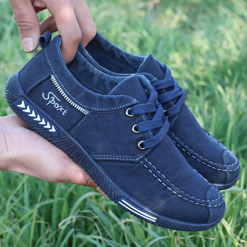 Baskets de marche plates en denim pour hommes, chaussures en toile pour hommes, chaussures décontrac