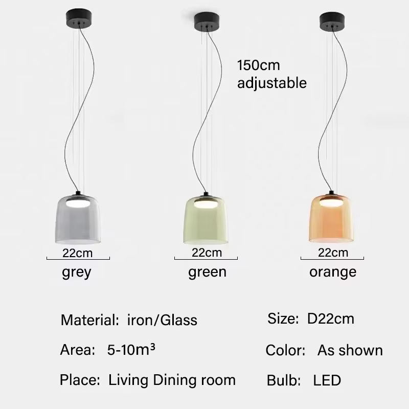 Vintage abat-jour en verre suspension lampe Orange Simple salon salle à manger lustre LED Restaurant