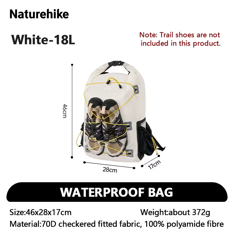 Sac à dos imperméable Naturehike 18L 25L, léger et portable pour l'extérieur, avec séparation humide