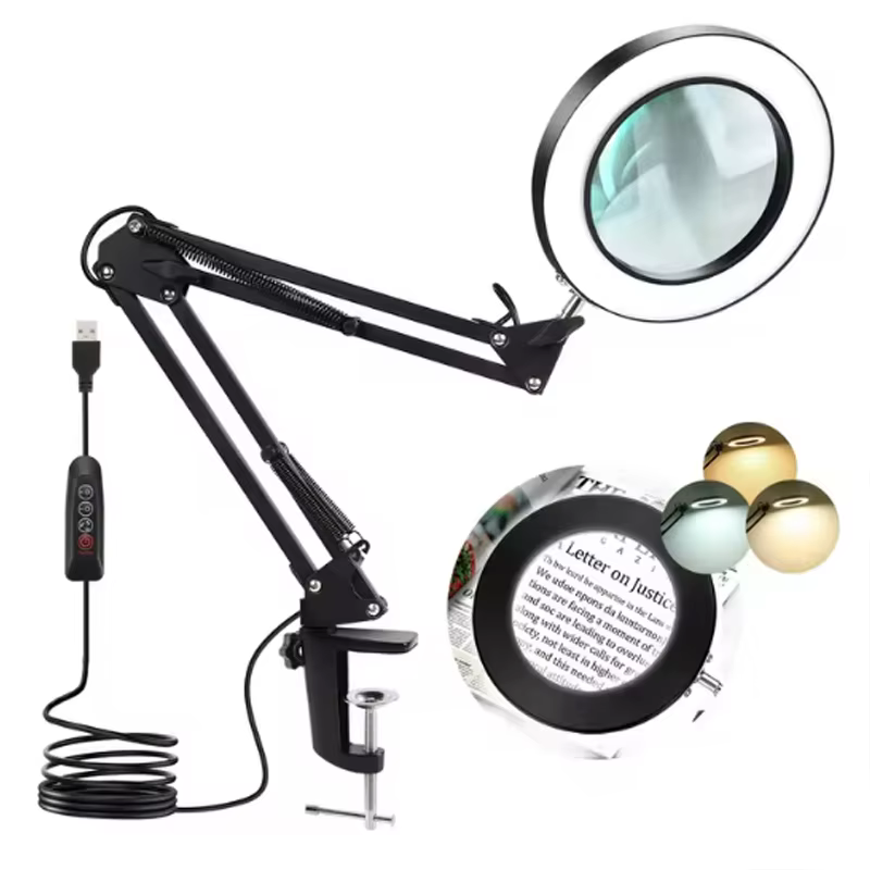 Loupe éclairée 8X USB 3 couleurs 72 LED, pour réparation de fer à souder/lampe de Table/lecture, out