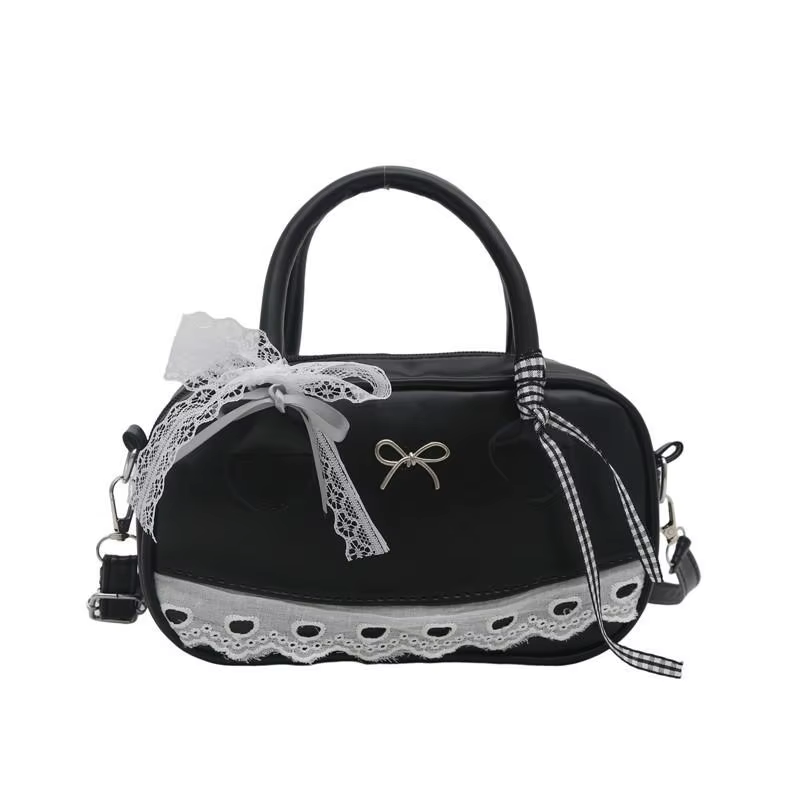Sac à main Simple et élégant Boston, sac à bandoulière en dentelle avec nœud en ruban, petit sac car