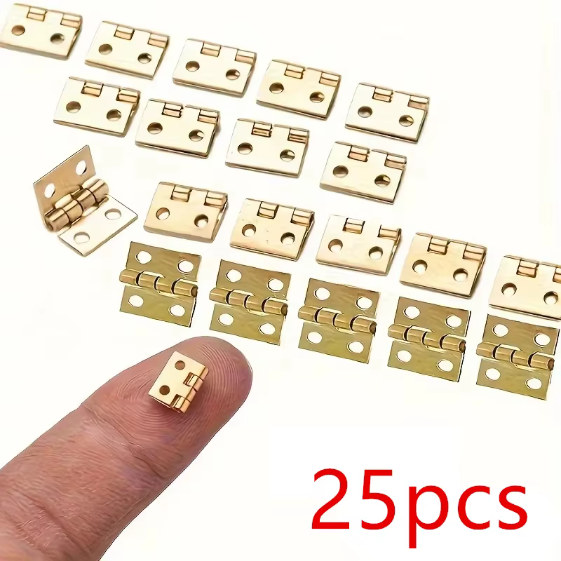 Mini petite charnière métallique pour meubles d'armoire miniatures de maison 1/12, 25 pièces