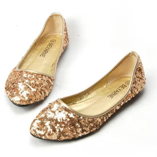 BEYARNE-Chaussures plates à paillettes pour femmes, style classique de célébrité, ballerine pour dam
