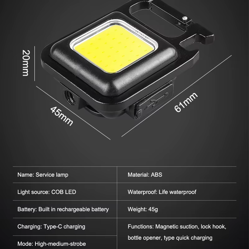 Lampe de poche COB Mini lampe porte-clés portable 4 éclairage torche EDC extérieur étanche d'urgence