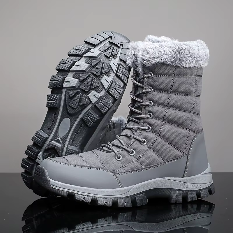 Bottes de neige d'hiver pour hommes, bottes de randonnée d'extérieur antidérapantes en peluche chaud