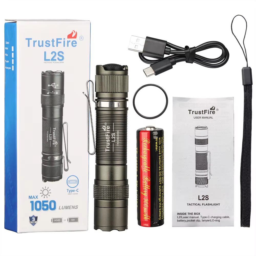 Trustfire L2S lampe de poche tactique 1050Lumens IPX6 14500 torche portable éclairage Tyce C USB lam