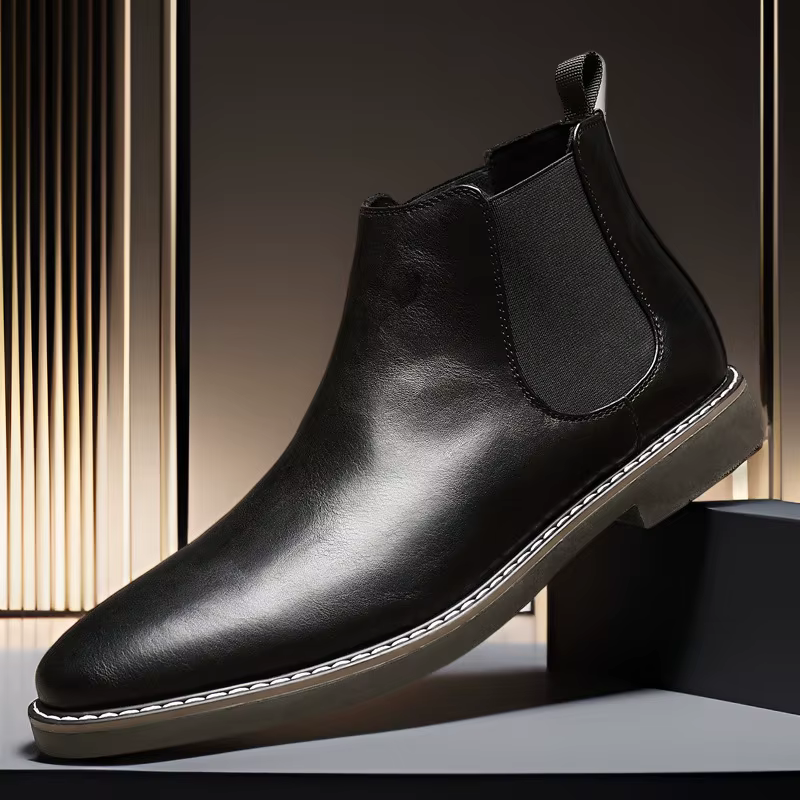 Hommes bottes habillées mode Chelsea bottes marque affaires décontracté en cuir Shors Slip-on Style 
