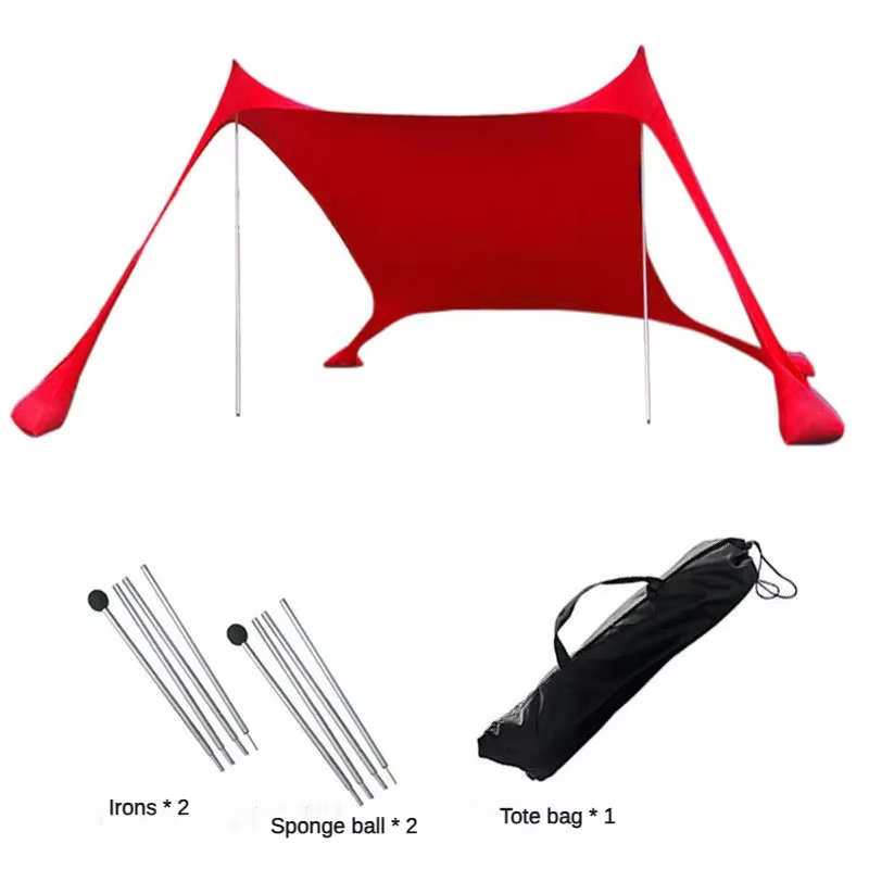 Auvent de plage portable pliable, tente de protection solaire résistante aux UV et au vent, abri sol