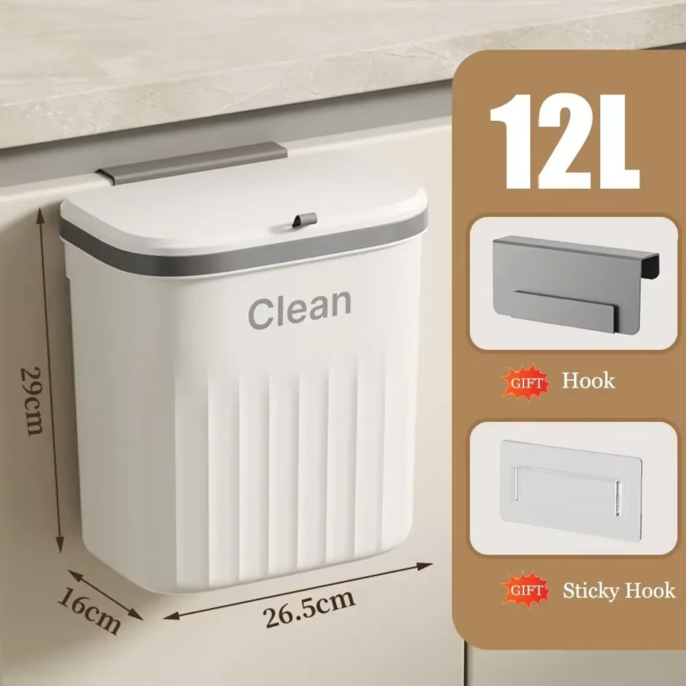 Poubelle murale avec couvercle, poubelle de cuisine, poubelle pour armoire, poubelle sous évier, pou