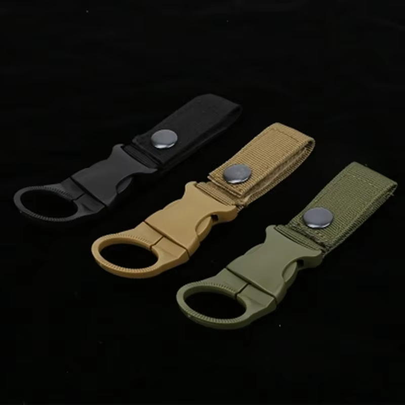 Mousqueton de fixation pour bouteille d'eau d'extérieur, en sangle nylon, pour ceinture, sac à dos,