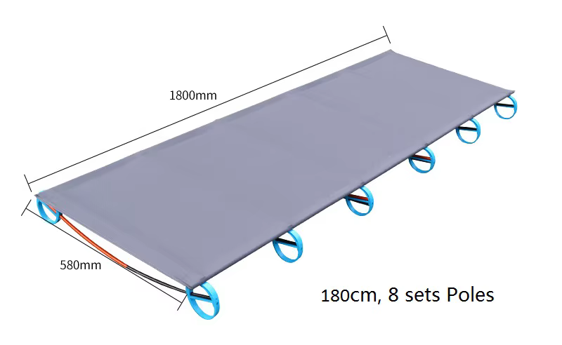 Tente de camping pliante ultralégère, lit simple, cadre en alliage portable, 180cm