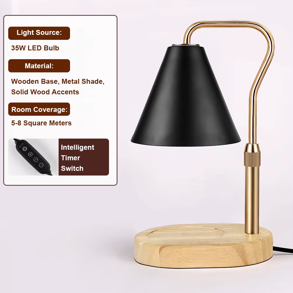 Lampe chauffe-bougie avec minuterie, intensité réglable, pour la fusion de la cire, idéale pour les