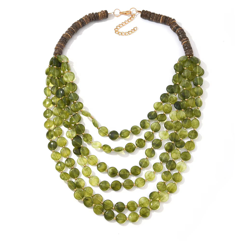 Collier bohème multi-couches en perles acryliques faites à la main pour femme, bijou fantaisie pour 