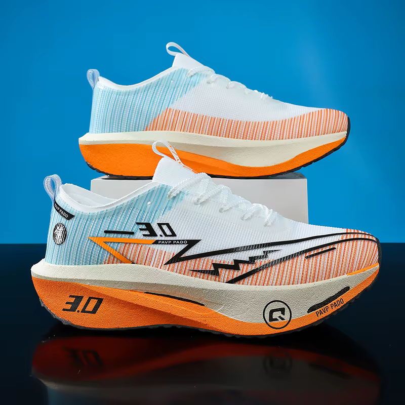 Chaussures de course pour hommes, semelle en carbone, marathon, sport, respirantes, légères, confort