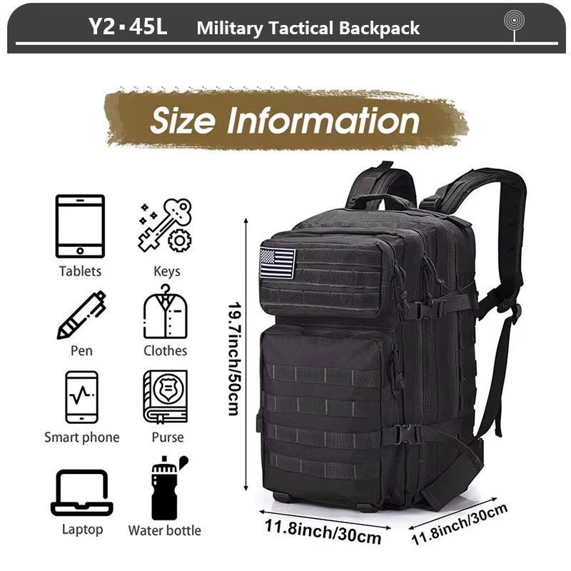 Tactique Sac À Dos 3 Jours Pack D'assaut Molle 38/45L Grand En Plein Air Étanche Randonnée Camping V